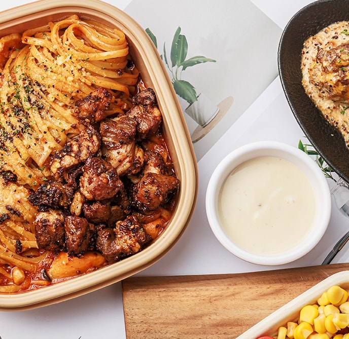 우기파스타 스테이크 토마토 파스타 도시락